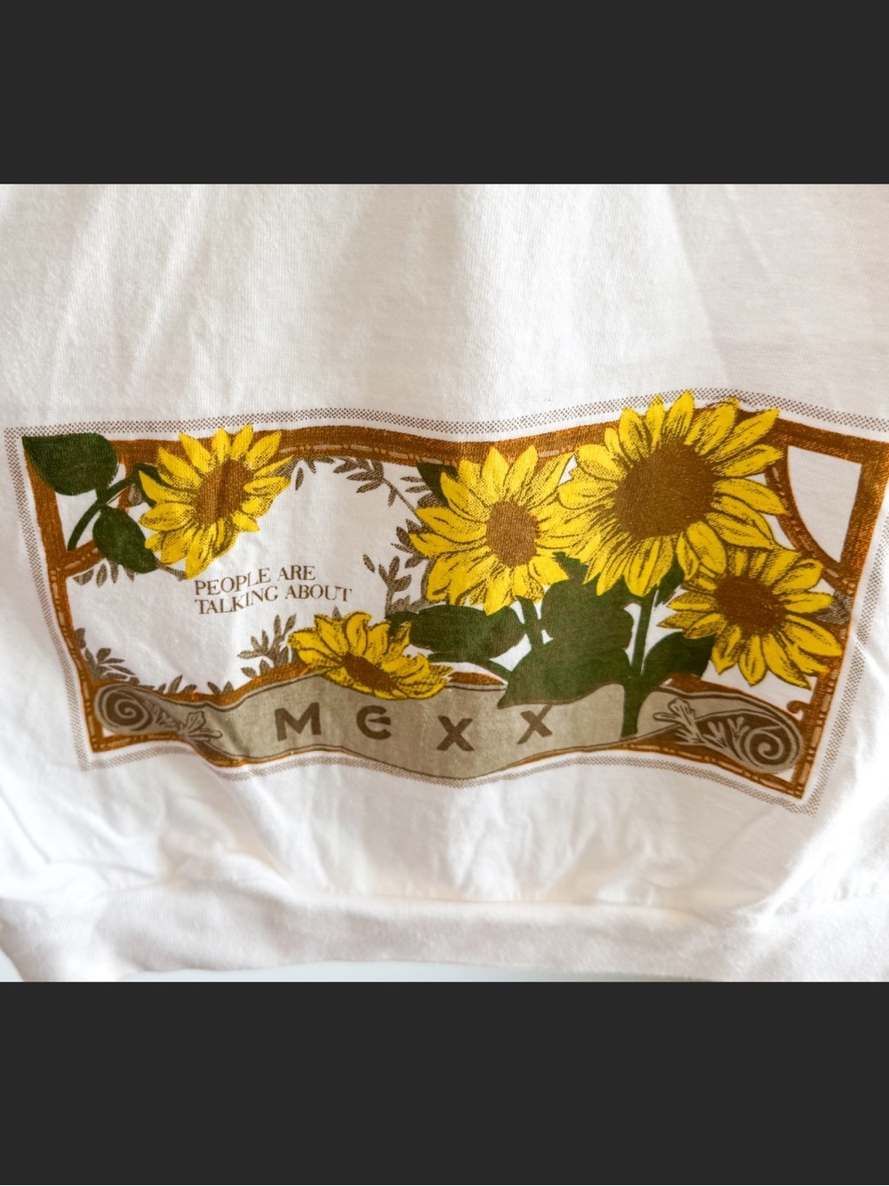 Vtg 90s Mexx Sunflower Mock Neck Crop Tank White 16.5x16 Cottagecore Coquette - Picture 4 of 5
